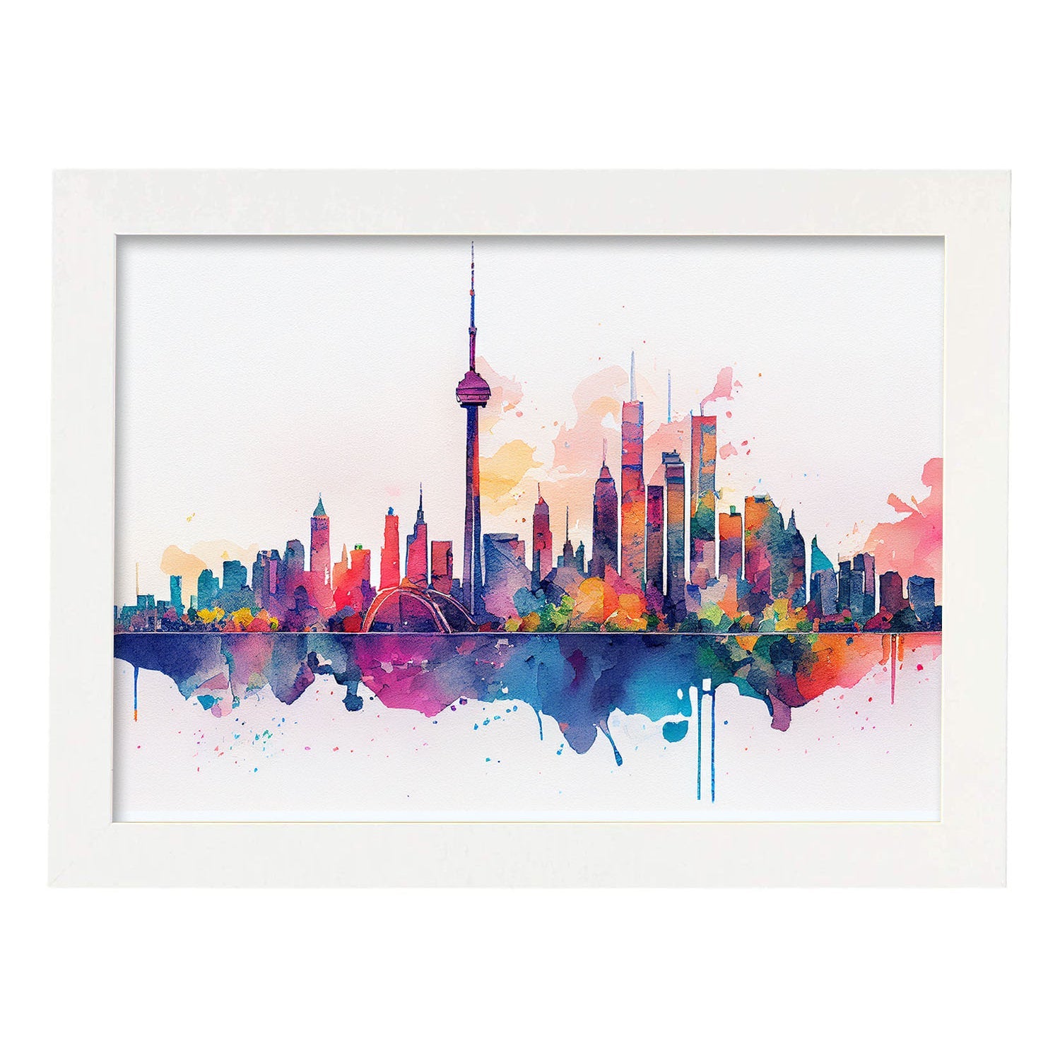 Nacnic watercolor of a skyline of the city of Toronto_1. Aesthetic Wall Art Prints for Bedroom or Living Room Design.-Artwork-Nacnic-A4-Marco Blanco-Nacnic Estudio SL