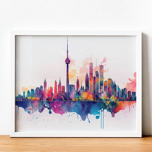 Nacnic watercolor of a skyline of the city of Toronto_1. Aesthetic Wall Art Prints for Bedroom or Living Room Design.-Artwork-Nacnic-A4-Sin Marco-Nacnic Estudio SL
