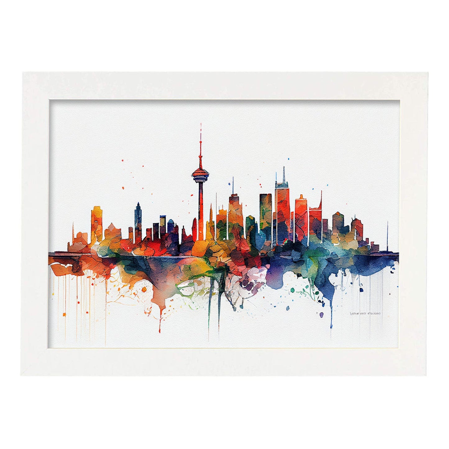 Nacnic watercolor of a skyline of the city of Toronto_2. Aesthetic Wall Art Prints for Bedroom or Living Room Design.-Artwork-Nacnic-A4-Marco Blanco-Nacnic Estudio SL