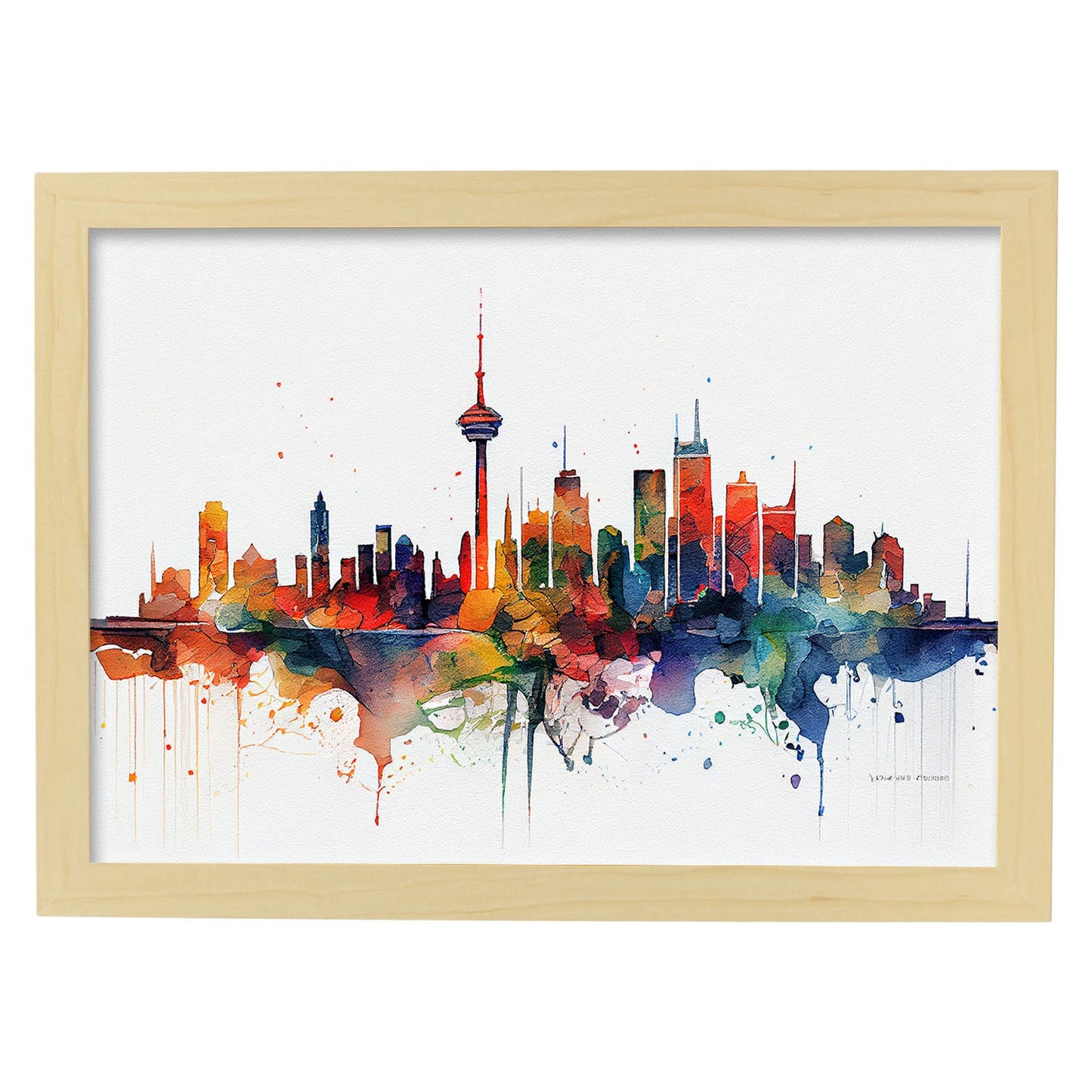 Nacnic watercolor of a skyline of the city of Toronto_2. Aesthetic Wall Art Prints for Bedroom or Living Room Design.-Artwork-Nacnic-A4-Marco Madera Clara-Nacnic Estudio SL