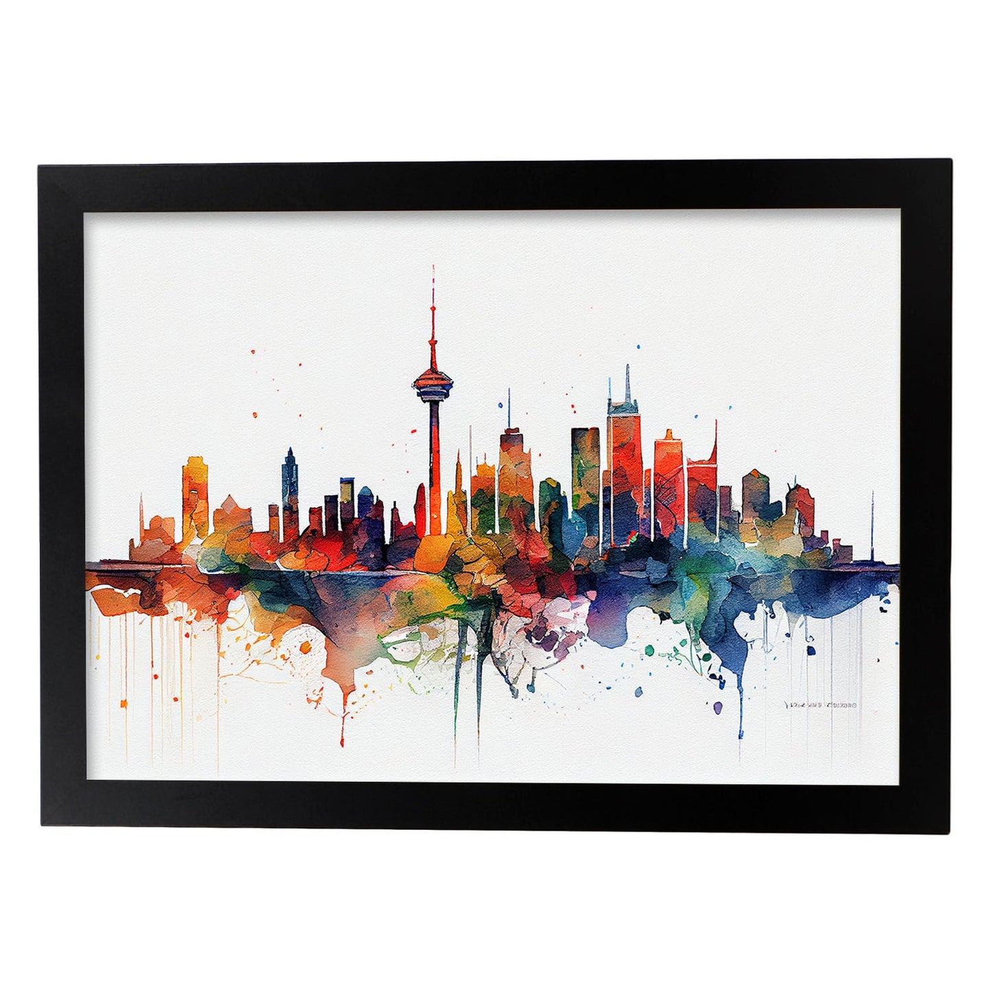 Nacnic watercolor of a skyline of the city of Toronto_2. Aesthetic Wall Art Prints for Bedroom or Living Room Design.