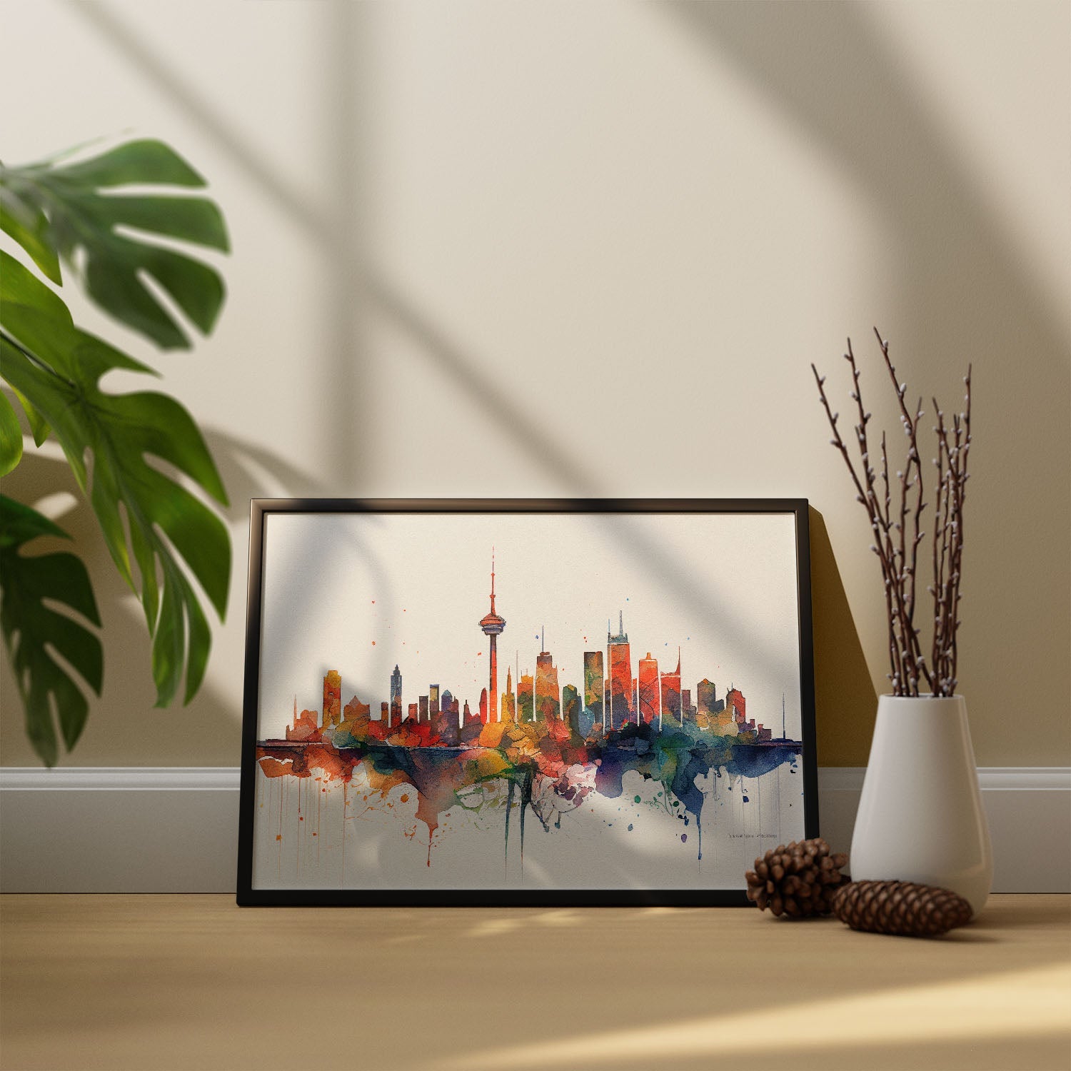 Nacnic watercolor of a skyline of the city of Toronto_2. Aesthetic Wall Art Prints for Bedroom or Living Room Design.-Artwork-Nacnic-A4-Sin Marco-Nacnic Estudio SL