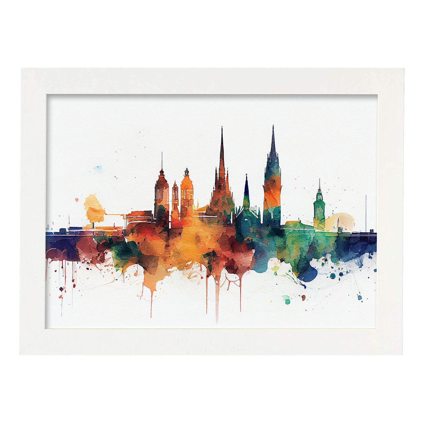 Nacnic watercolor of a skyline of the city of Vienna_1. Aesthetic Wall Art Prints for Bedroom or Living Room Design.-Artwork-Nacnic-A4-Marco Blanco-Nacnic Estudio SL