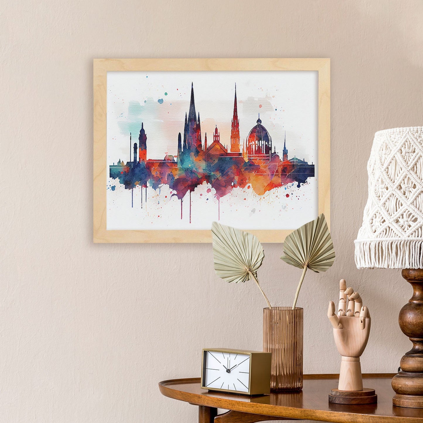 Nacnic watercolor of a skyline of the city of Vienna_2. Aesthetic Wall Art Prints for Bedroom or Living Room Design.