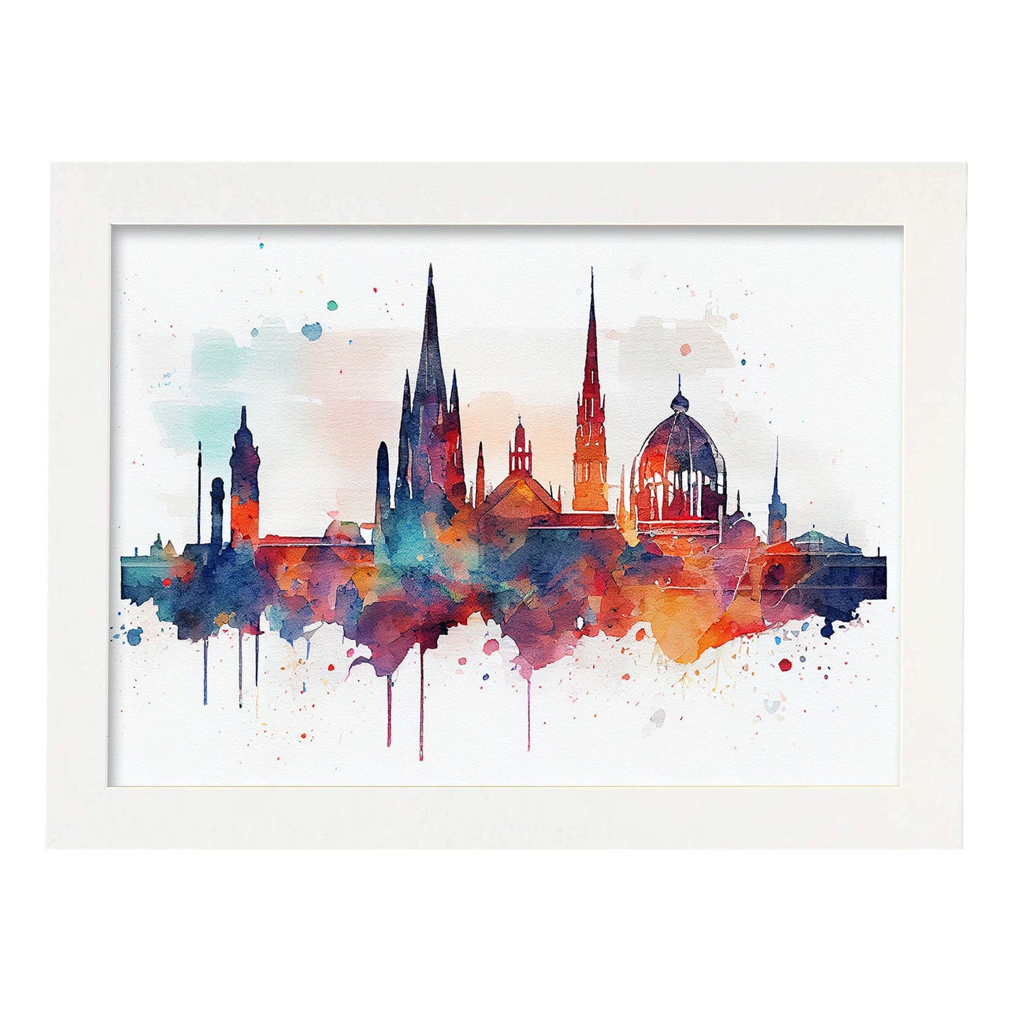 Nacnic watercolor of a skyline of the city of Vienna_2. Aesthetic Wall Art Prints for Bedroom or Living Room Design.-Artwork-Nacnic-A4-Marco Blanco-Nacnic Estudio SL