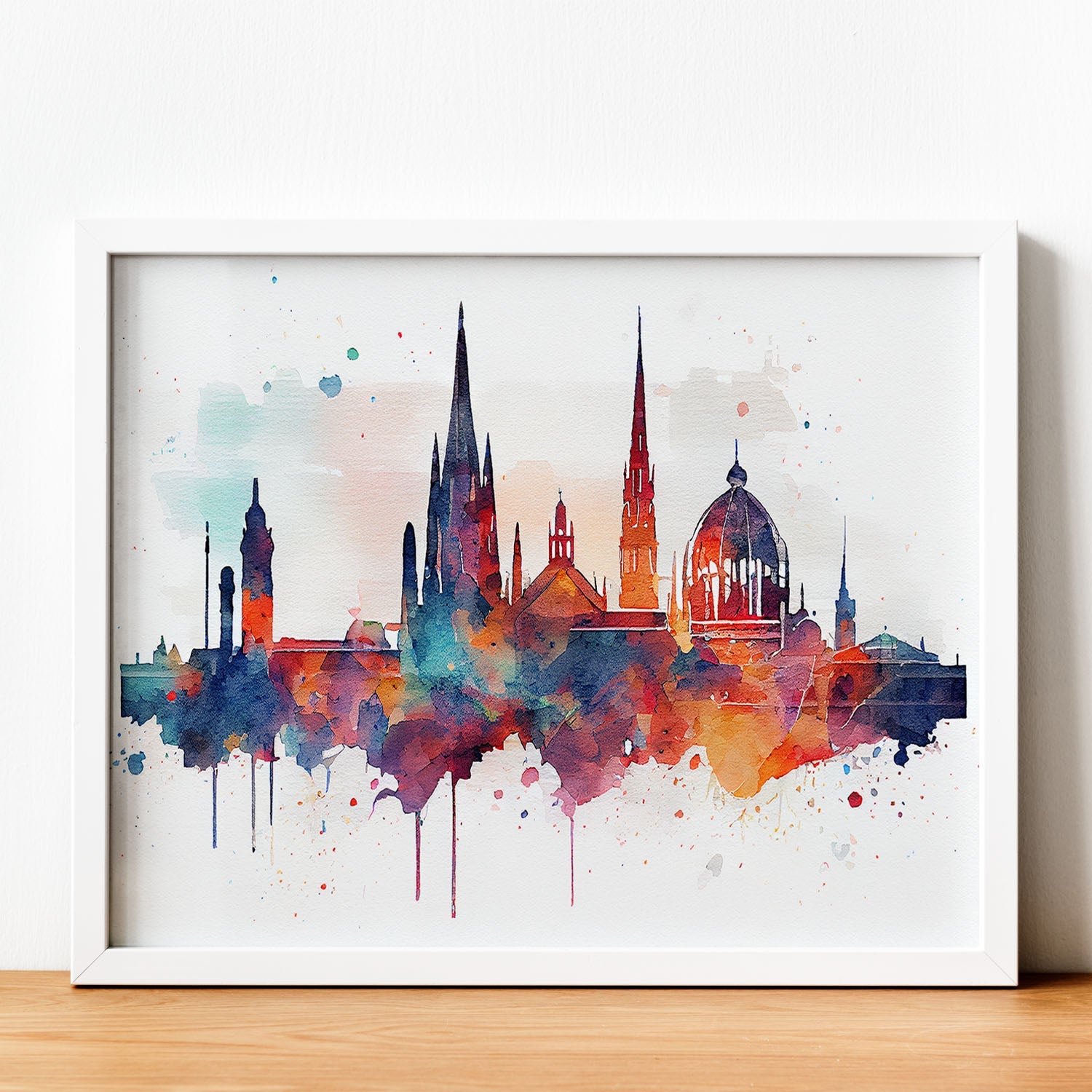 Nacnic watercolor of a skyline of the city of Vienna_2. Aesthetic Wall Art Prints for Bedroom or Living Room Design.-Artwork-Nacnic-A4-Sin Marco-Nacnic Estudio SL