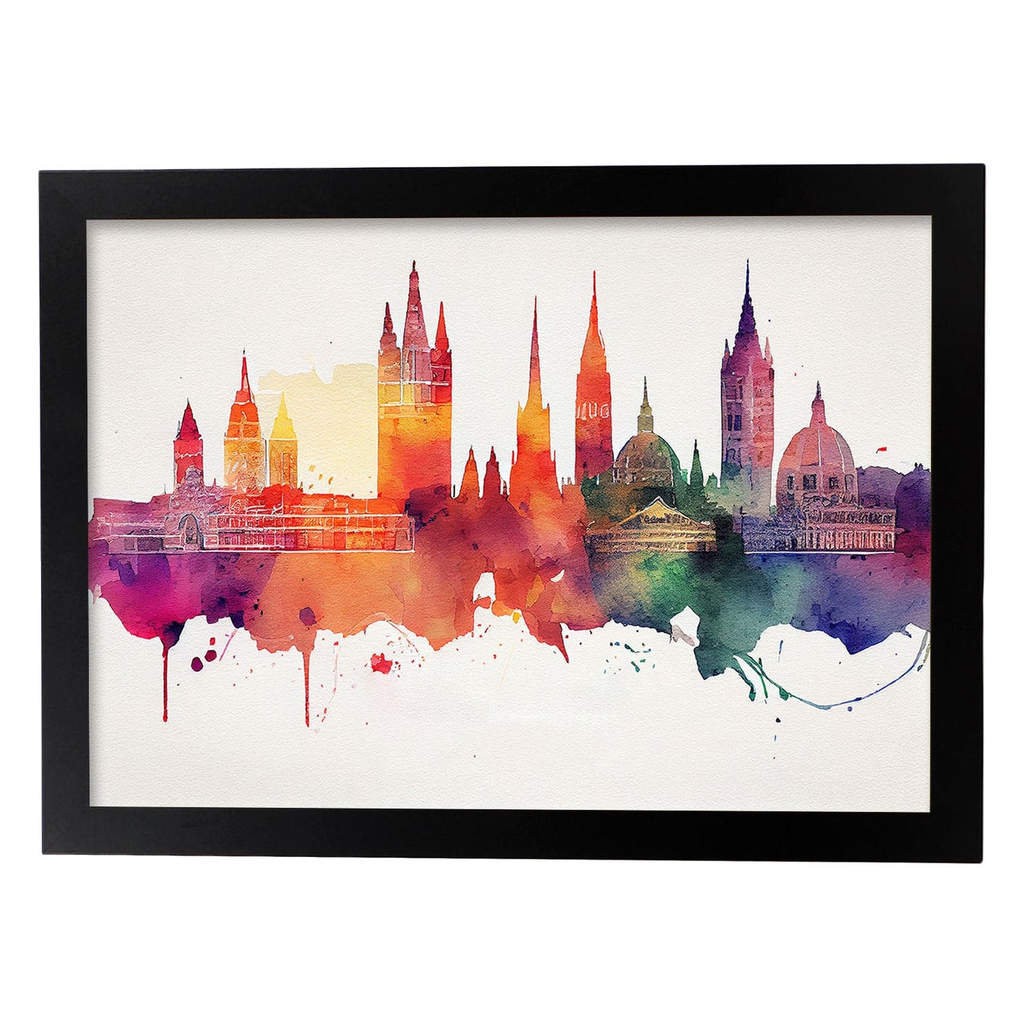 Nacnic watercolor of a skyline of the city of Vienna_3. Aesthetic Wall Art Prints for Bedroom or Living Room Design.