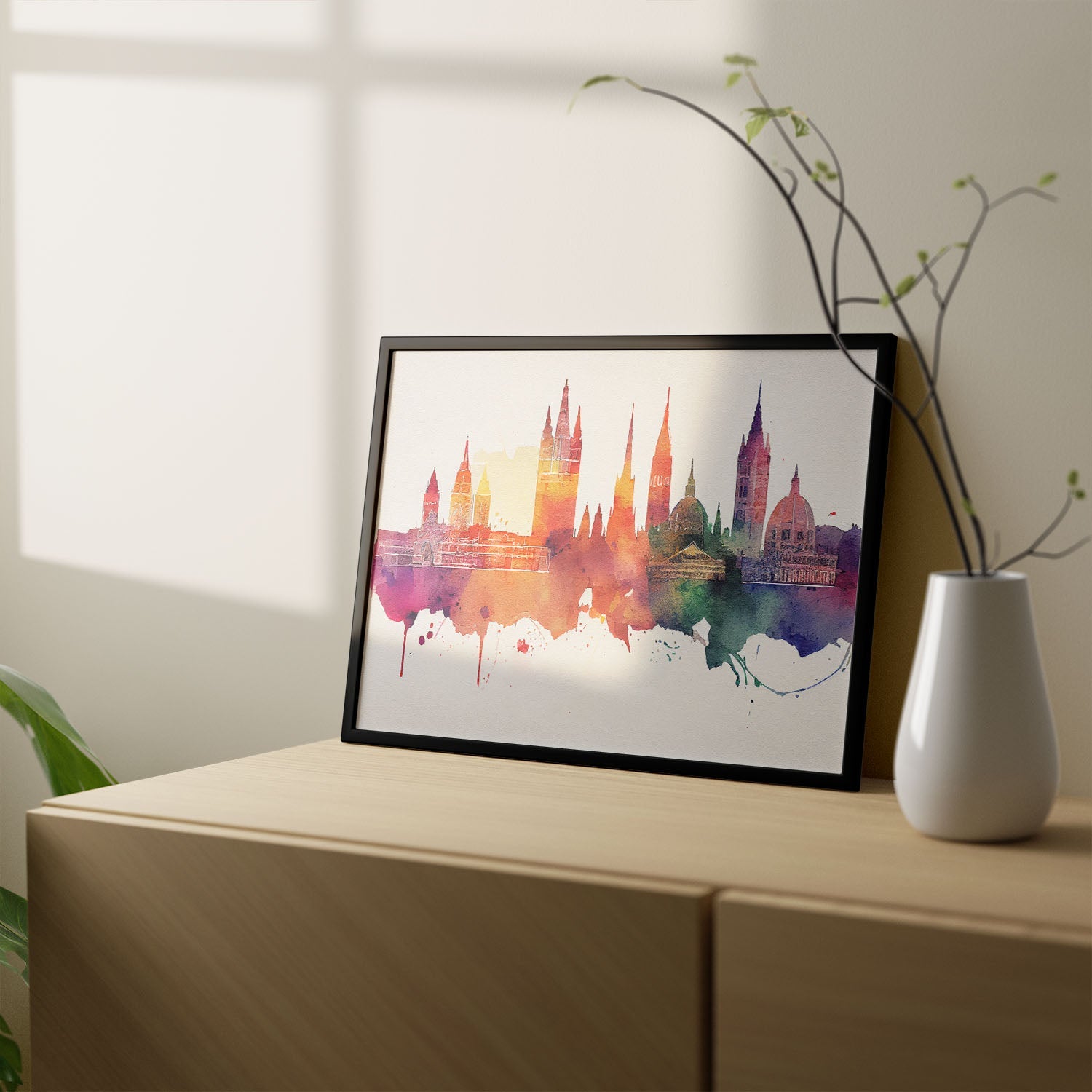 Nacnic watercolor of a skyline of the city of Vienna_3. Aesthetic Wall Art Prints for Bedroom or Living Room Design.-Artwork-Nacnic-A4-Sin Marco-Nacnic Estudio SL