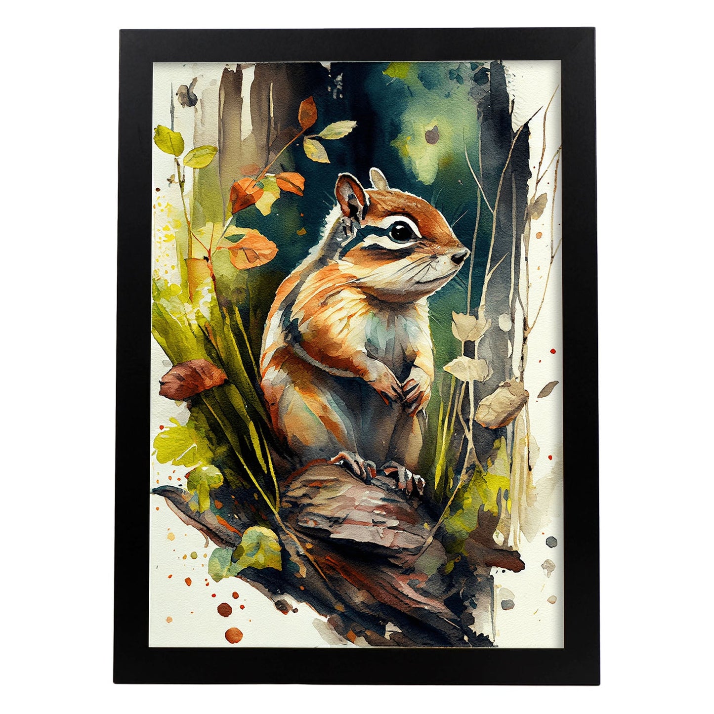 Nacnic Watercolor of Chipmunk in the forest. Aesthetic Wall Art Prints for Bedroom or Living Room Design.