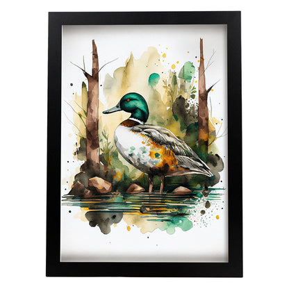 Lámina Acuarela de Pato en el Bosque Nacnic