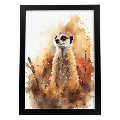 Lámina Nacnic de Suricata en Acuarela en el Bosque