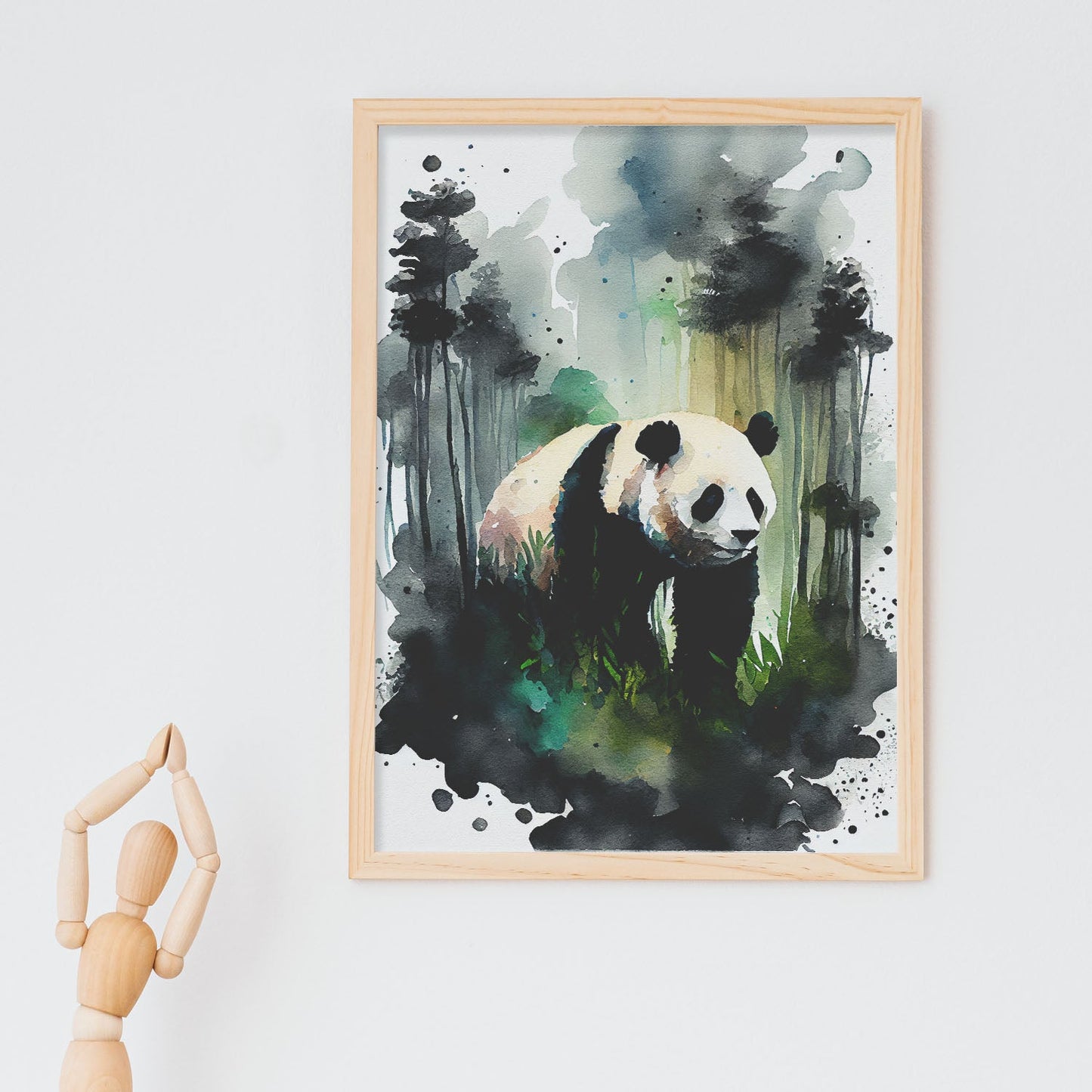Lámina de Acuarela de Panda en el Bosque Nacnic