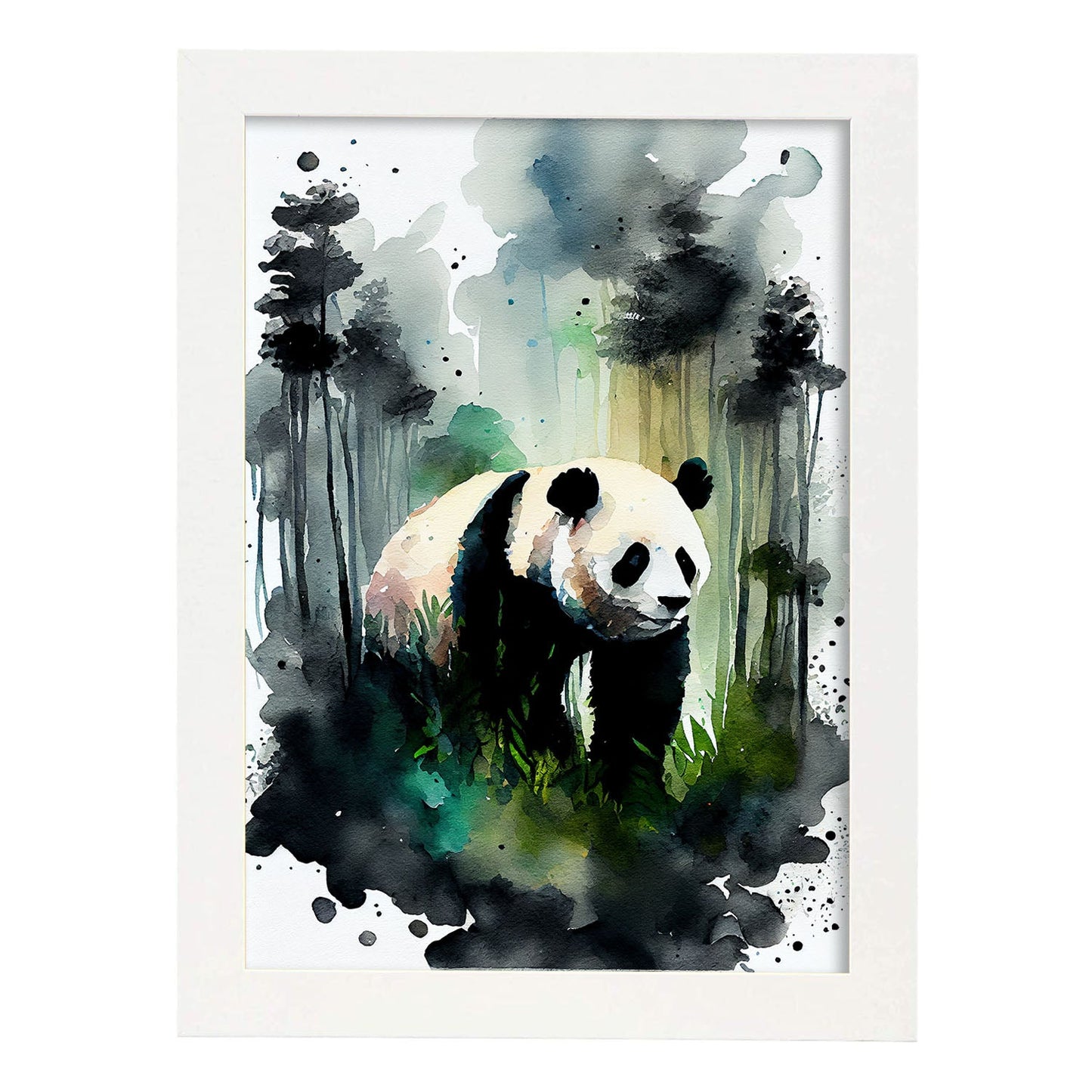 Lámina de Acuarela de Panda en el Bosque Nacnic