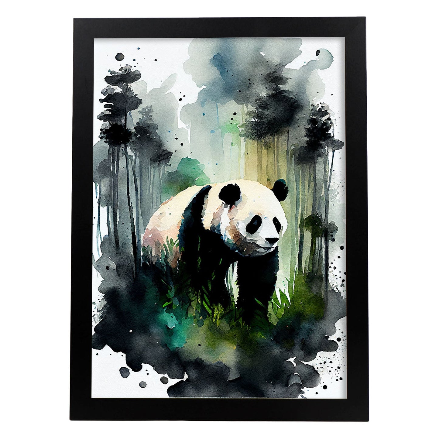 Nacnic Watercolor of Panda in the forest. Aesthetic Wall Art Prints for Bedroom or Living Room Design.