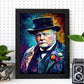 Nacnic Winston Churchill Pintura al óleo Strokes Colorfu. Estampados de arte de pared estético para el diseño de dormitorio o sala de estar.-Artwork-Nacnic-Nacnic Estudio SL