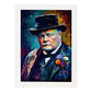 Nacnic Winston Churchill Pintura al óleo Strokes Colorfu. Estampados de arte de pared estético para el diseño de dormitorio o sala de estar.-Artwork-Nacnic-A4-Marco Blanco-Nacnic Estudio SL