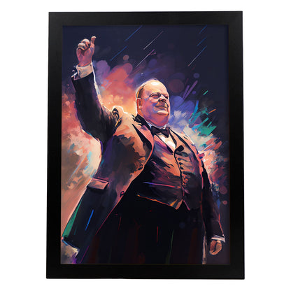 Nacnic Winston Churchill Waving Pixar Style Dynamic Figura. Estampados de arte de pared estético para el diseño de dormitorio o sala de estar.-Artwork-Nacnic-A3-Sin marco-Nacnic Estudio SL