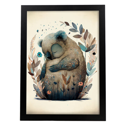 Nácnico abstracto dormido Fluffy Koala Precisionism Style Wh. Estampados de arte de pared estético para el diseño de dormitorio o sala de estar.-Artwork-Nacnic-A4-Sin marco-Nacnic Estudio SL
