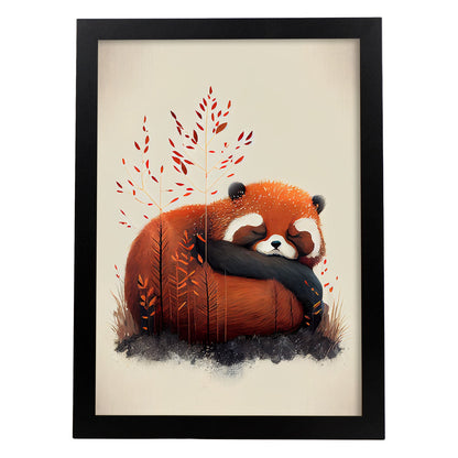 Nácnico abstracto duermo esponjoso panda rojo precisionism styl. Estampados de arte de pared estético para el diseño de dormitorio o sala de estar.-Artwork-Nacnic-A4-Sin marco-Nacnic Estudio SL