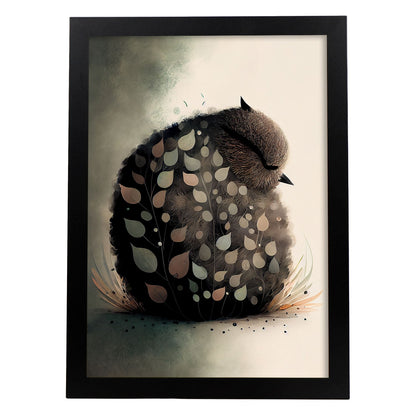 Nácnico abstracto duermo para pájaros esponjosos precisionism Whi. Estampados de arte de pared estético para el diseño de dormitorio o sala de estar.-Artwork-Nacnic-A4-Sin marco-Nacnic Estudio SL