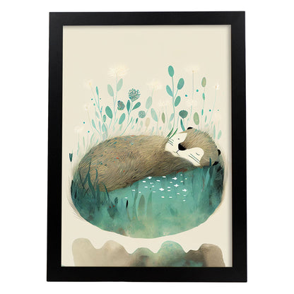 Nácnico abstracto durmiendo esponjoso nutria precisionismo estilo wh. Estampados de arte de pared estético para el diseño de dormitorio o sala de estar.-Artwork-Nacnic-A4-Sin marco-Nacnic Estudio SL