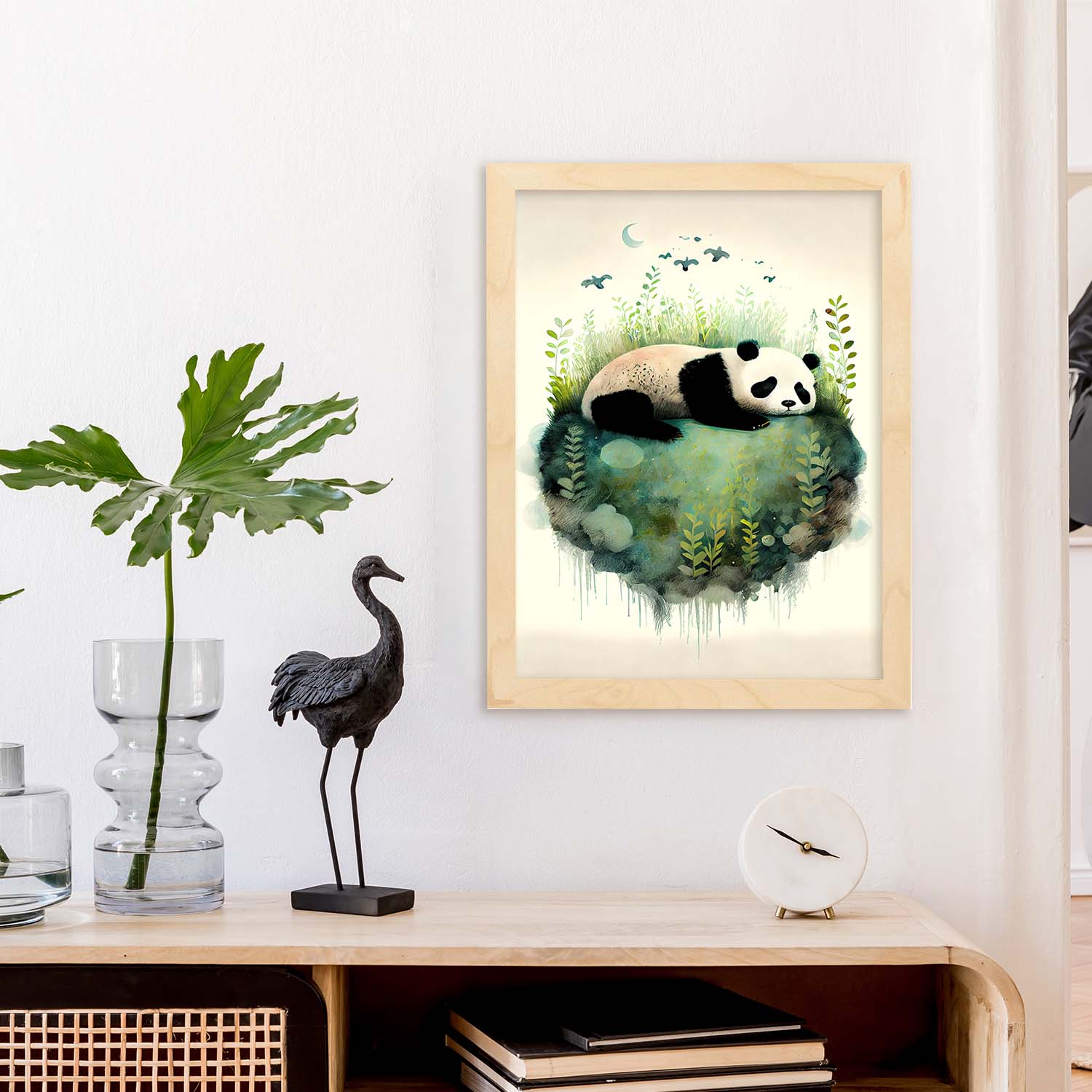 Nácnico abstracto para dormir Fluffy Panda Precisionism Style Wh. Estampados de arte de pared estético para el diseño de dormitorio o sala de estar.-Artwork-Nacnic-Nacnic Estudio SL