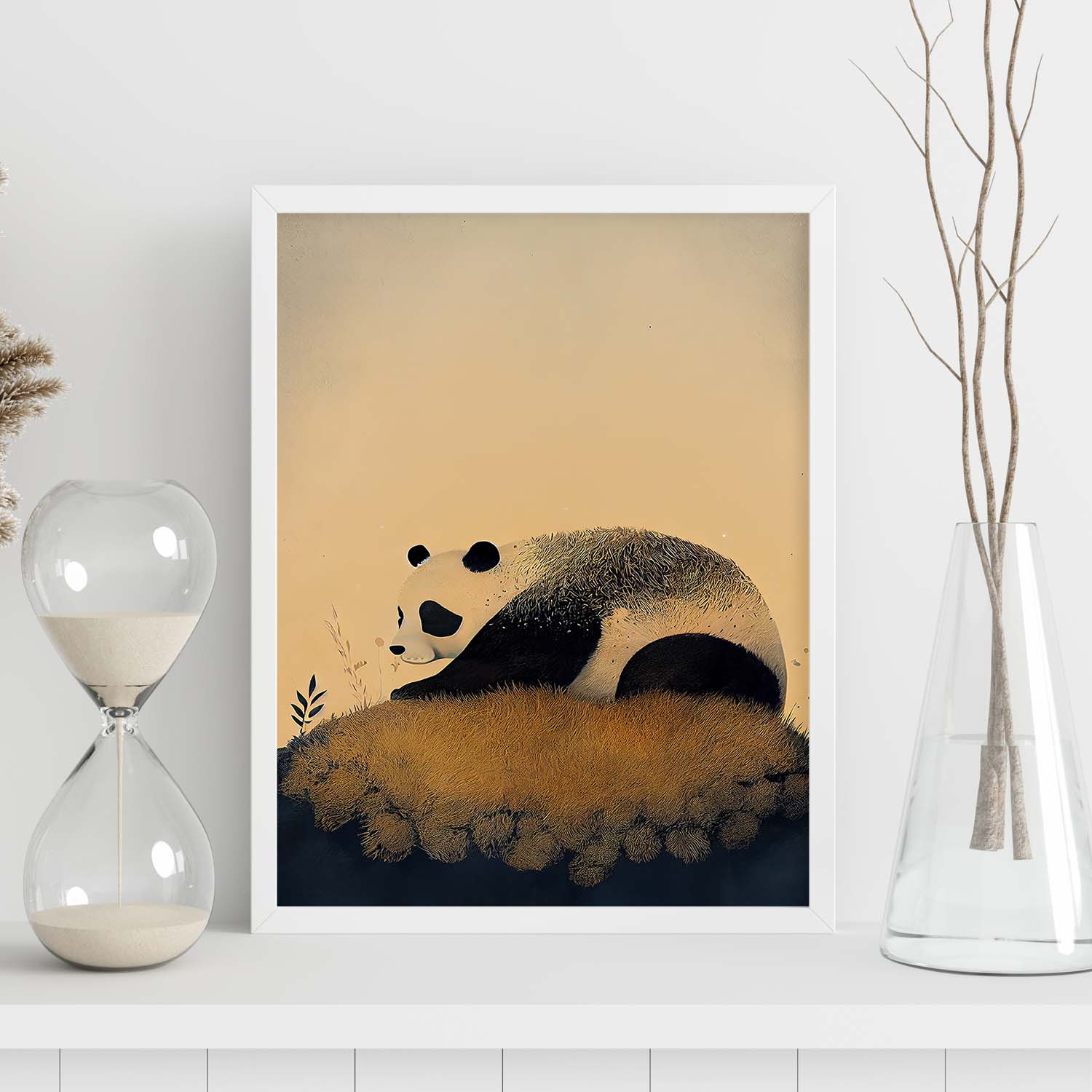 Nácnico abstracto para dormir Fluffy Panda Precisionism Style Wh. Estampados de arte de pared estético para el diseño de dormitorio o sala de estar.-Artwork-Nacnic-Nacnic Estudio SL