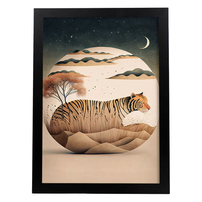 Nácnico abstracto para dormir Fluffy Tiger Precisionism Style Wh. Estampados de arte de pared estético para el diseño de dormitorio o sala de estar.-Artwork-Nacnic-A4-Sin marco-Nacnic Estudio SL