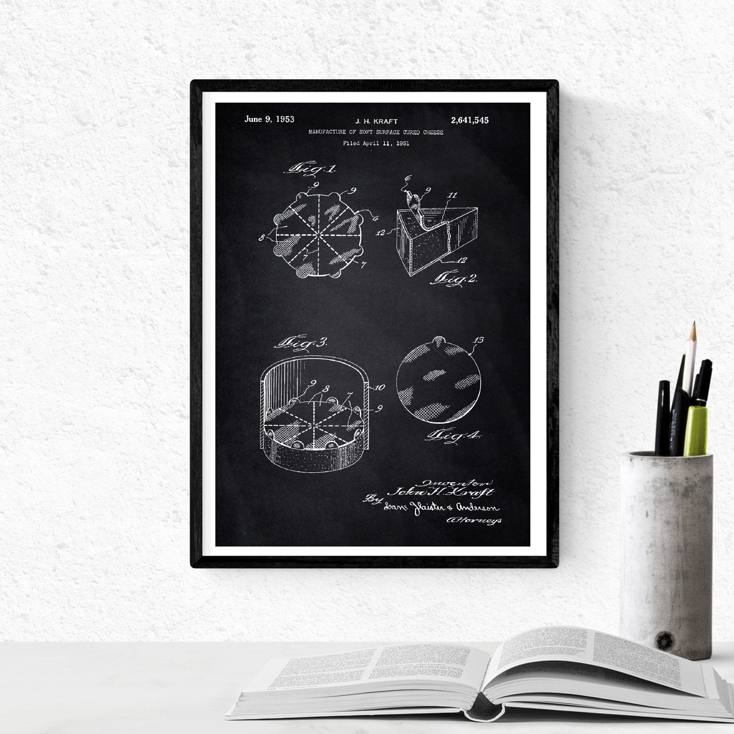 Negro - Pack de 4 Láminas con Patentes de Comida. Set de Posters con inventos y Patentes Antiguas.-Artwork-Nacnic-Nacnic Estudio SL