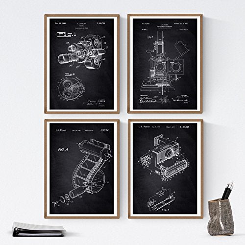 Negro - Pack de 4 Láminas con Patentes de Fotografía. Set de Posters con inventos y Patentes Antiguas.-Artwork-Nacnic-Nacnic Estudio SL