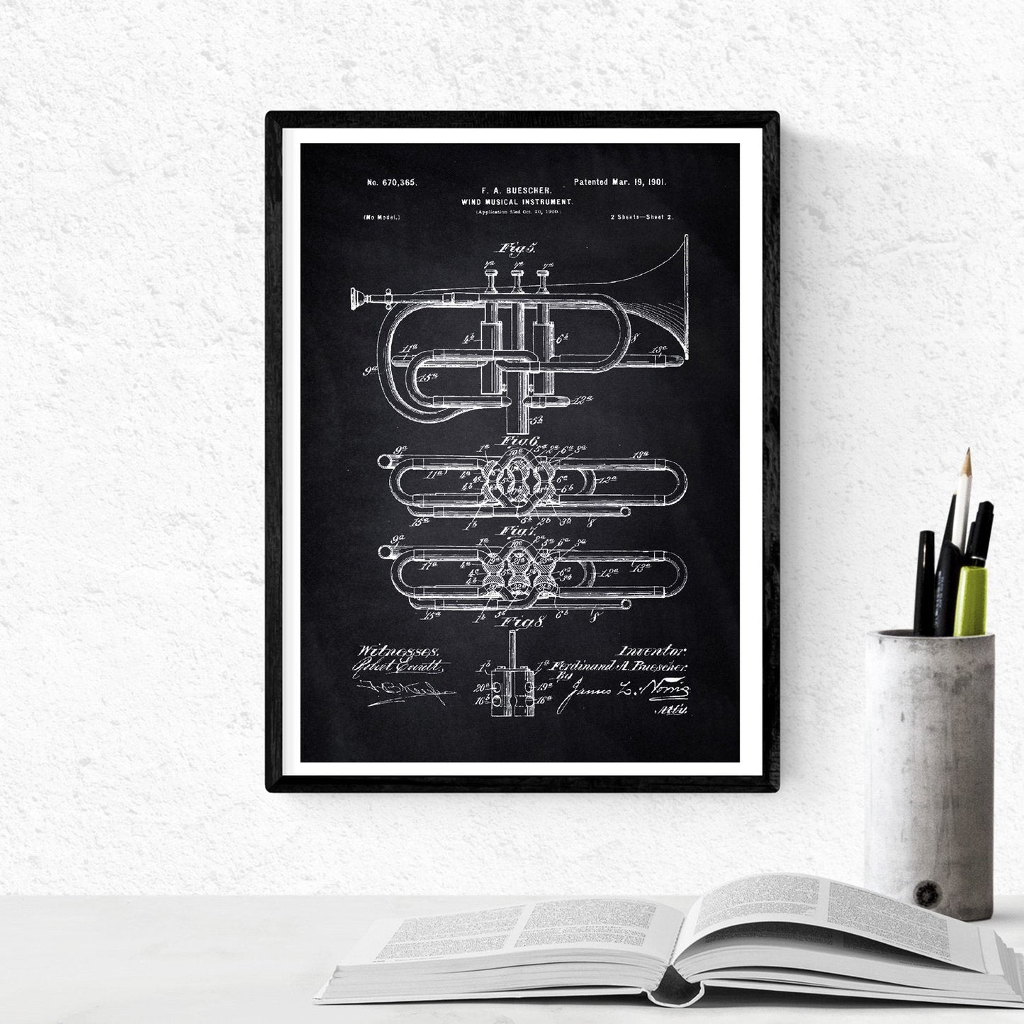 Negro - Pack de 4 láminas con Patentes de Instrumentos Musicales. Set de posters con inventos y Patentes Antiguas. Nacnic-Artwork-Nacnic-Nacnic Estudio SL