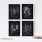 Negro - Pack de 4 Láminas con Patentes de Peluquería. Set de Posters con inventos y Patentes Antiguas.-Artwork-Nacnic-Nacnic Estudio SL
