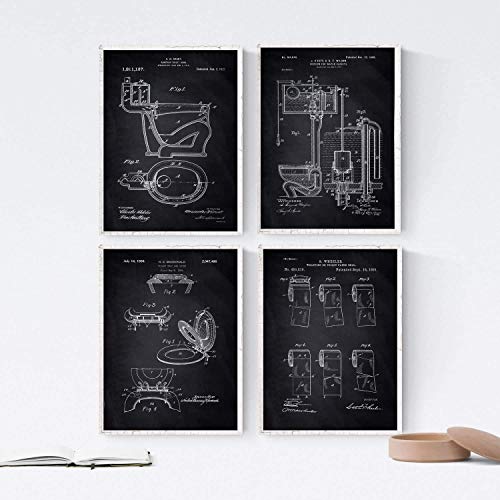 Negro - Pack de 4 Láminas con Patentes del Vater. Set de Posters con inventos y Patentes Antiguas.-Artwork-Nacnic-Nacnic Estudio SL