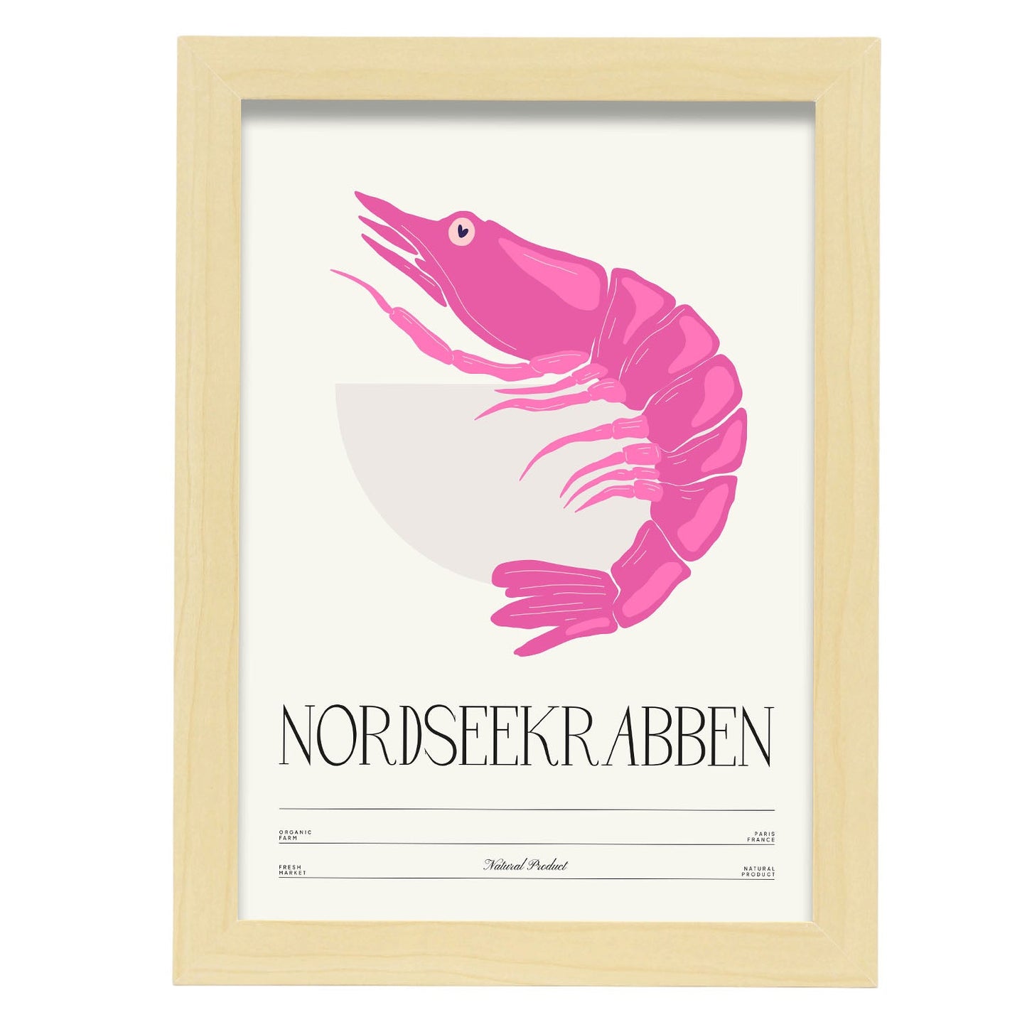 North Sea Shrimp-Artwork-Nacnic-A4-Marco Madera clara-Nacnic Estudio SL