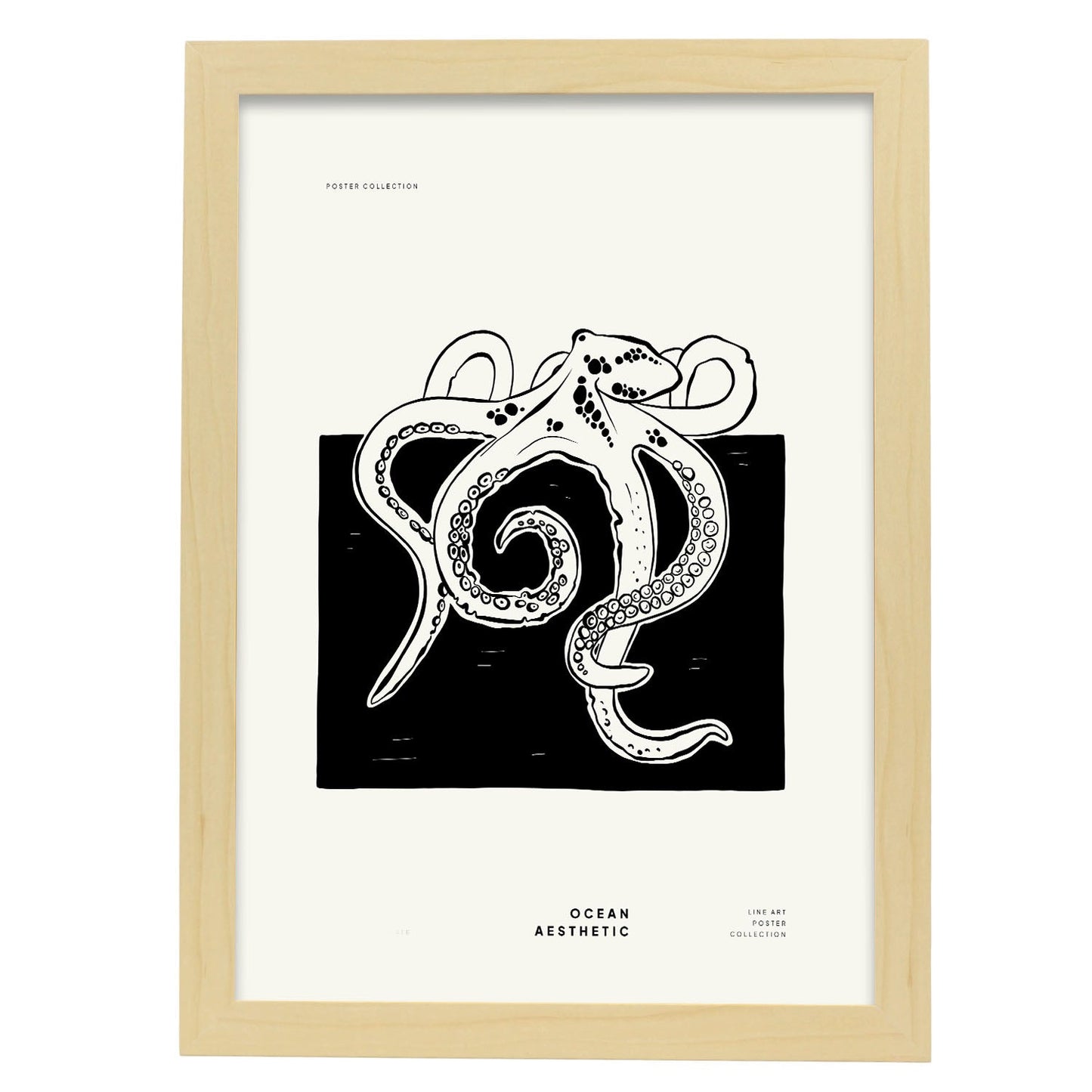 Octopus-Artwork-Nacnic-A3-Marco Madera clara-Nacnic Estudio SL