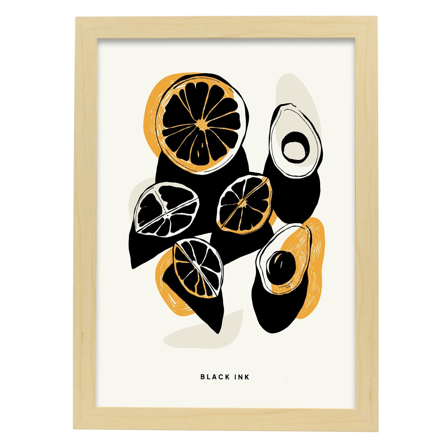 Orange and Avocados-Artwork-Nacnic-A3-Marco Madera clara-Nacnic Estudio SL