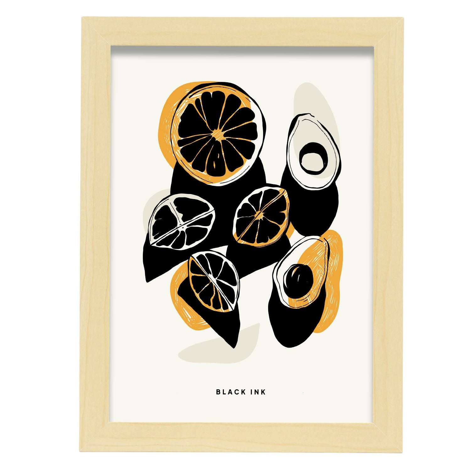 Orange and Avocados-Artwork-Nacnic-A4-Marco Madera clara-Nacnic Estudio SL