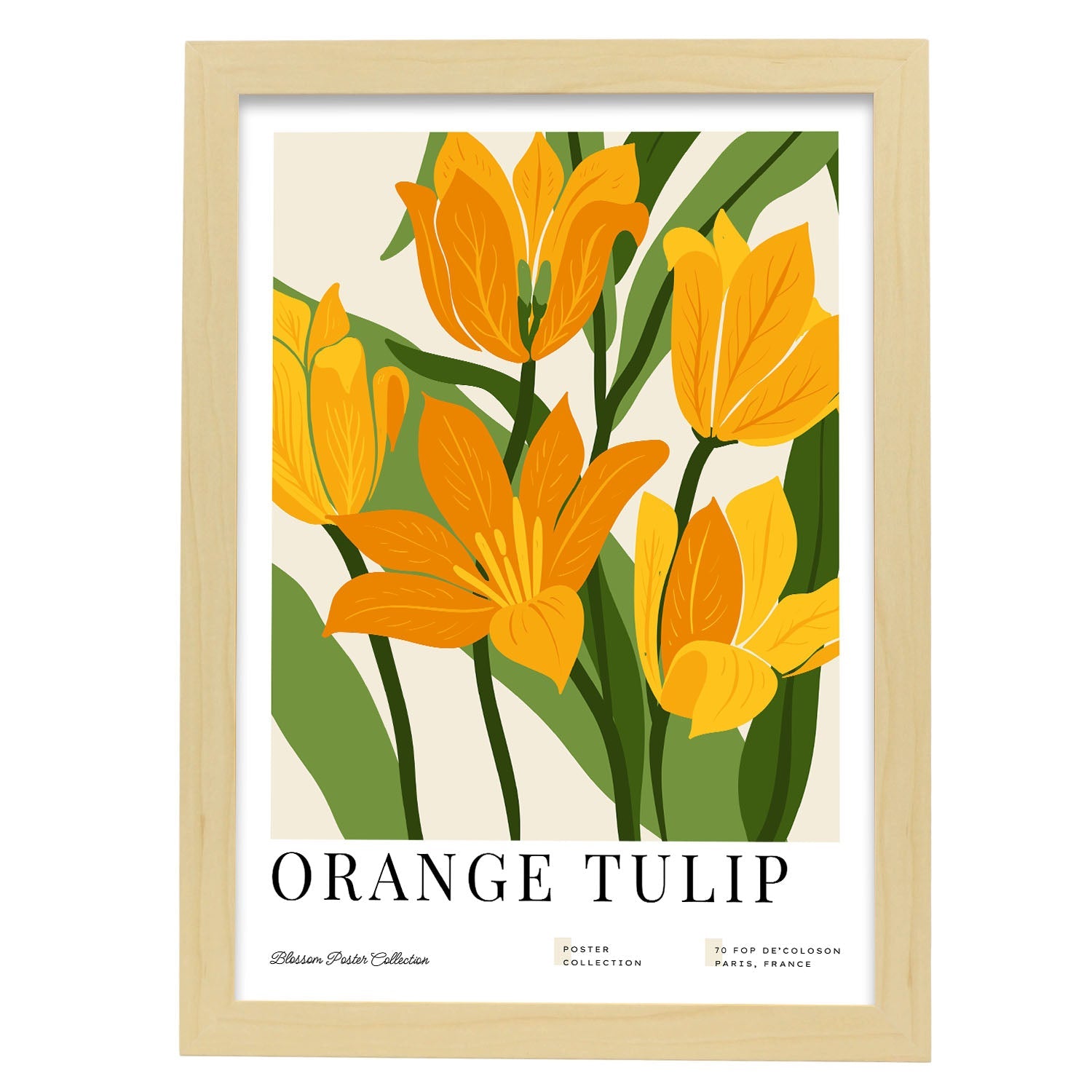 Orange Tulip-Artwork-Nacnic-A3-Marco Madera clara-Nacnic Estudio SL