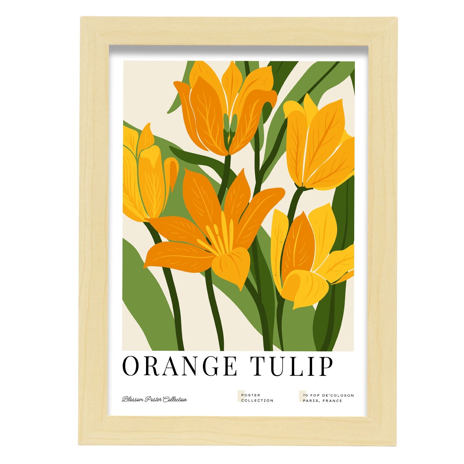Orange Tulip-Artwork-Nacnic-A4-Marco Madera clara-Nacnic Estudio SL