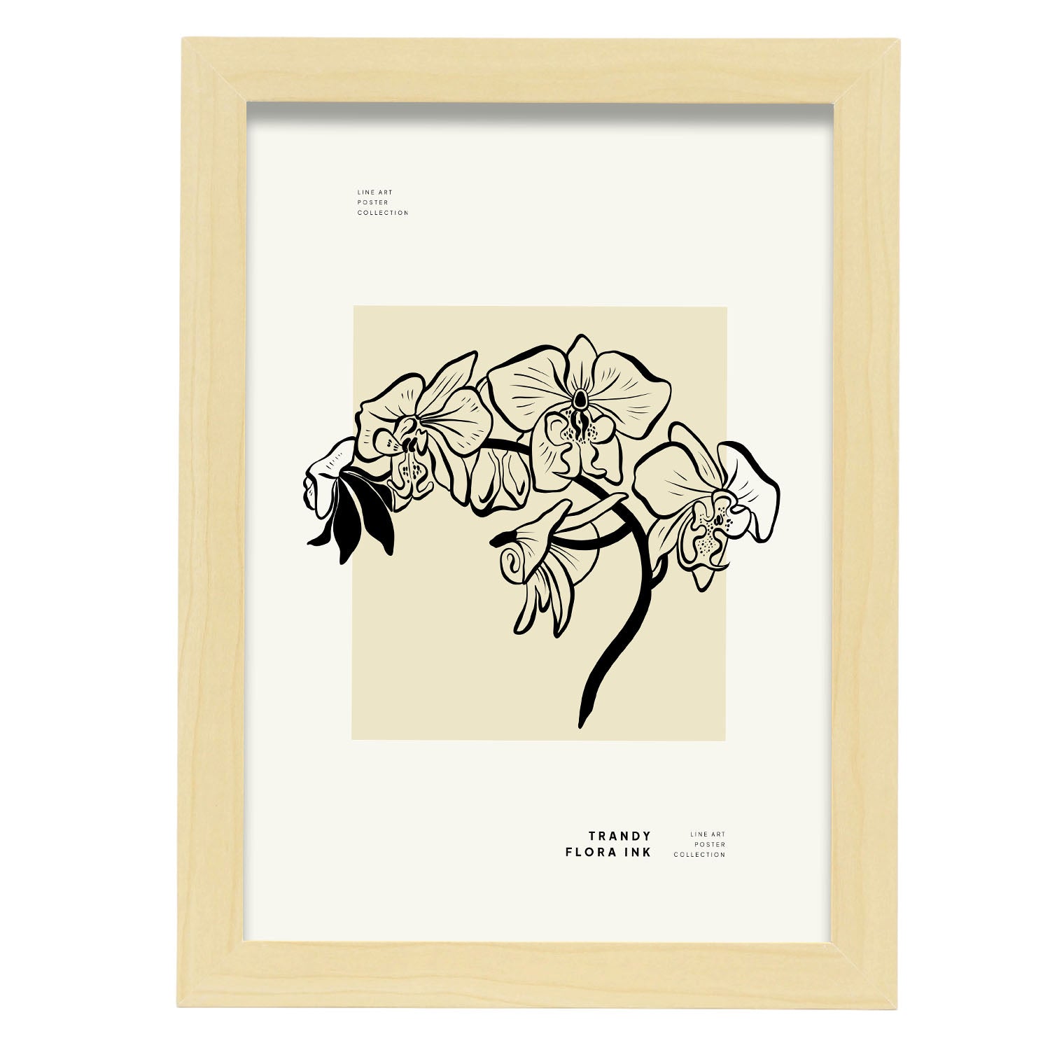 Orchids Stem-Artwork-Nacnic-A4-Marco Madera clara-Nacnic Estudio SL