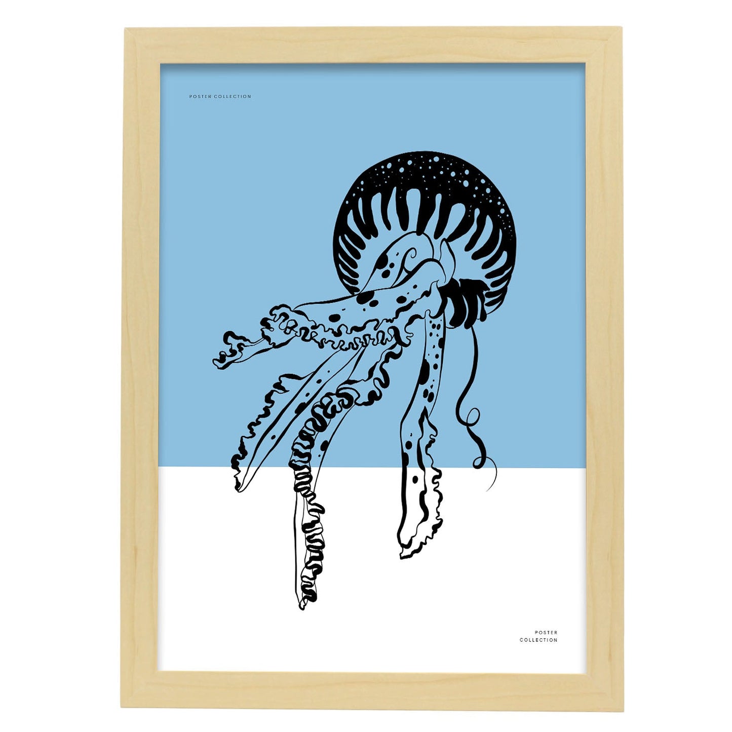 Pacific Sea Nettle Jellyfish-Artwork-Nacnic-A3-Marco Madera clara-Nacnic Estudio SL