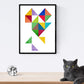 Pack de 2 láminas para enmarcar CORAZÓN. Dos posters con imágenes geométricas. Composición de CORAZÓN. Láminas estilo nordico. Tamaño-Artwork-Nacnic-Nacnic Estudio SL