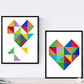 Pack de 2 láminas para enmarcar CORAZÓN. Dos posters con imágenes geométricas. Composición de CORAZÓN. Láminas estilo nordico. Tamaño-Artwork-Nacnic-Nacnic Estudio SL