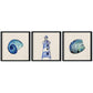 Pack de 3 láminas para enmarcar MAR AZUL. Posters con imágenes del mar. Concha, faro y caracola. alta calidad-Artwork-Nacnic-Nacnic Estudio SL
