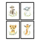 Pack de cuatro láminas con ilustraciones de animales. Girafa hipopotamo suricatas y leon.-Artwork-Nacnic-Nacnic Estudio SL