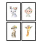 Pack de Cuatro láminas con Ilustraciones de Animales. Girafa Mono Rinoceronte y Suricata.-Artwork-Nacnic-Nacnic Estudio SL