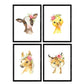 Pack de cuatro láminas con ilustraciones de animales. Leopardo pato vaca y caballo.-Artwork-Nacnic-Nacnic Estudio SL