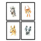 Pack de cuatro láminas con ilustraciones de animales. mapache cebra caballo y ciervo.-Artwork-Nacnic-Nacnic Estudio SL
