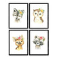 Pack de cuatro láminas con ilustraciones de animales. Mofeta buho zorro hiena.-Artwork-Nacnic-Nacnic Estudio SL