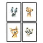 Pack de cuatro láminas con ilustraciones de animales. Tigre mofeta hiena mapache.-Artwork-Nacnic-Nacnic Estudio SL